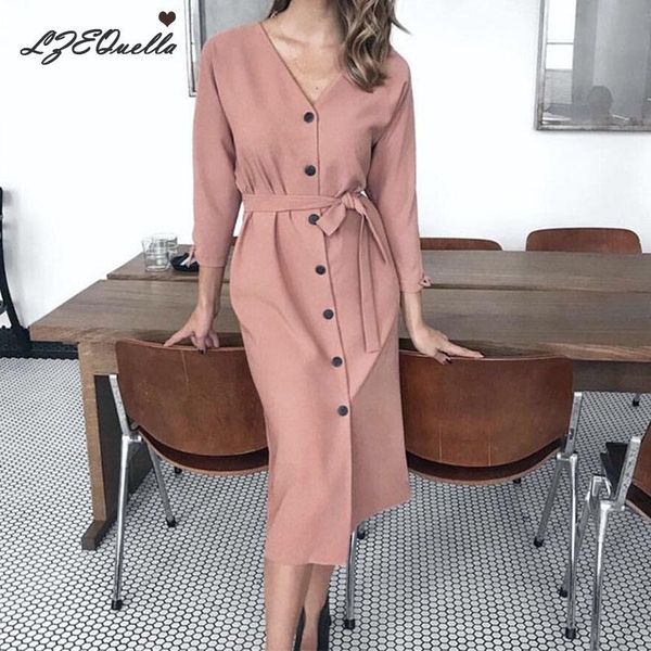 casual dresses lzequella women solid color long dress spring button belt v neck sashes vestidos 2021 ladies clothes nz2455, Black;gray
casual dresses lzequella women solid color long dress spring button belt v neck sashes vestidos 2021 ladies clothes nz2455, Black;gray