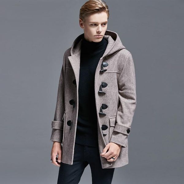 new style fashion loose winter hooded wool coat men short handsome men's horn button overcoat plus size 6xl, Black
new style fashion loose winter hooded wool coat men short handsome men's horn button overcoat plus size 6xl, Black