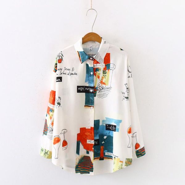 women's blouses & shirts arrival retro graffiti print shirt ladies turn-down collar cardigans button up casual chiffon blouse loose fem, White
women's blouses & shirts arrival retro graffiti print shirt ladies turn-down collar cardigans button up casual chiffon blouse loose fem, White