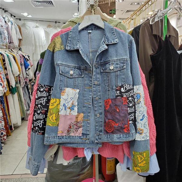 women's jackets harajuku patched printed sequins irregular hem jeans jacket women autumn 2021 korean vintage long sleeve casual short d, Black;brown
women's jackets harajuku patched printed sequins irregular hem jeans jacket women autumn 2021 korean vintage long sleeve casual short d, Black;brown