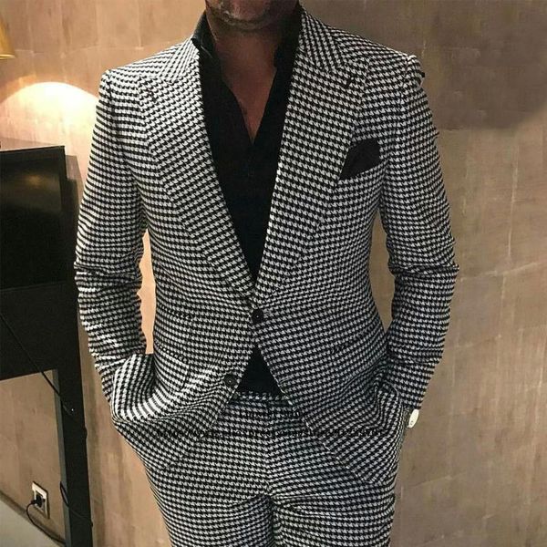 men's suits & blazers fashion tweed houndstooth men slim fit 2 piece jacket pants set shawl lapel groom wedding tuxedo business blazer, White;black
men's suits & blazers fashion tweed houndstooth men slim fit 2 piece jacket pants set shawl lapel groom wedding tuxedo business blazer, White;black