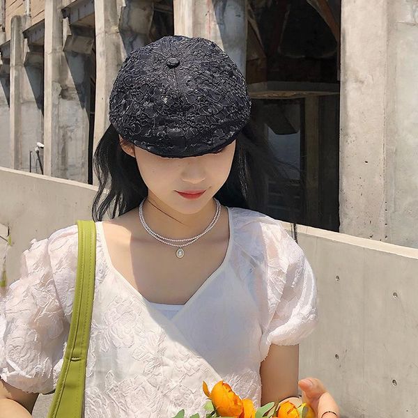 berets spring summer women beret black white color lace classic plain lady hat leisure painter for girls, Blue;gray
berets spring summer women beret black white color lace classic plain lady hat leisure painter for girls, Blue;gray