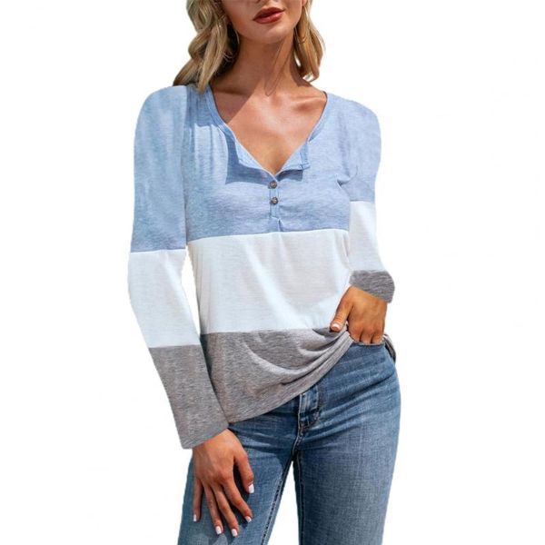 women's blouses & shirts elegant women autumn blouse splicing contrast colors sweatshirt v neck stripe long sleeve t-shirt slim pullove, White
women's blouses & shirts elegant women autumn blouse splicing contrast colors sweatshirt v neck stripe long sleeve t-shirt slim pullove, White