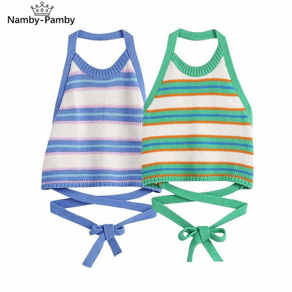 women's tanks & camis women 2021 fashion stripe cropped knitted green tank vintage v-neck blue bow tied female mujer, White
women's tanks & camis women 2021 fashion stripe cropped knitted green tank vintage v-neck blue bow tied female mujer, White