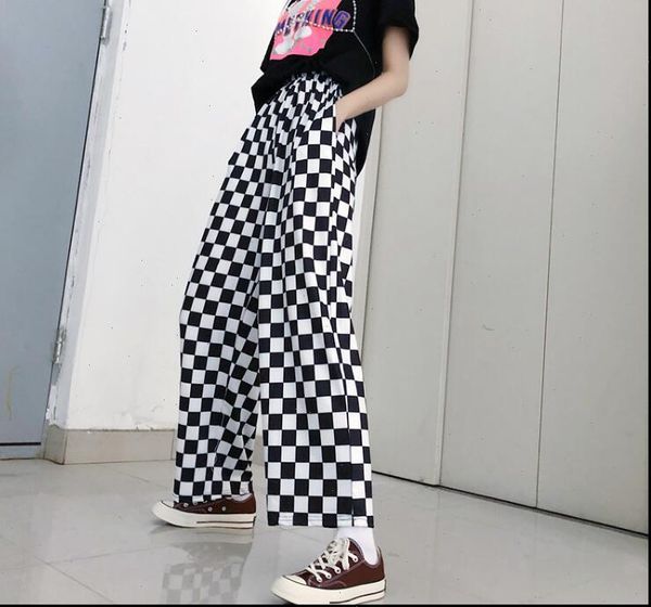 spring and summer korea harajuku bf wind streetwear retro black white checkerboard loose men and women casual wide leg pants
spring and summer korea harajuku bf wind streetwear retro black white checkerboard loose men and women casual wide leg pants