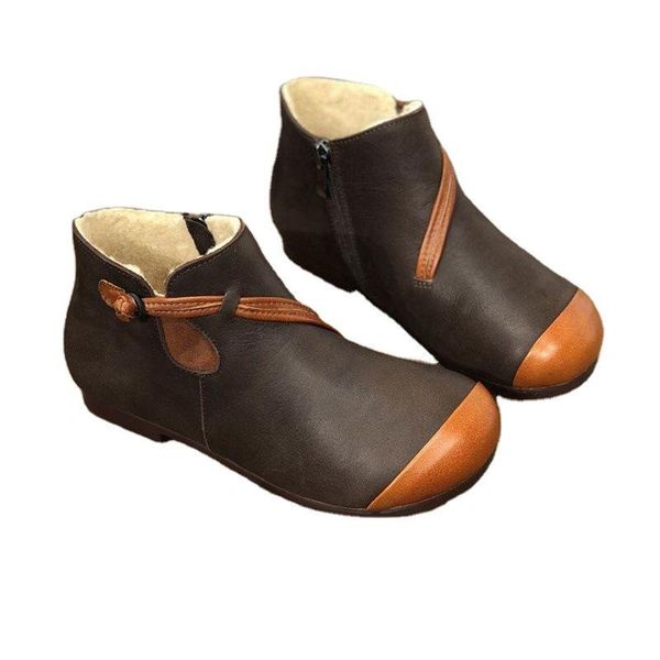 dress shoes 6066-23 winter warm leather short boots retro artistic cotton and linen style soft cowhide fur women's, Black
dress shoes 6066-23 winter warm leather short boots retro artistic cotton and linen style soft cowhide fur women's, Black