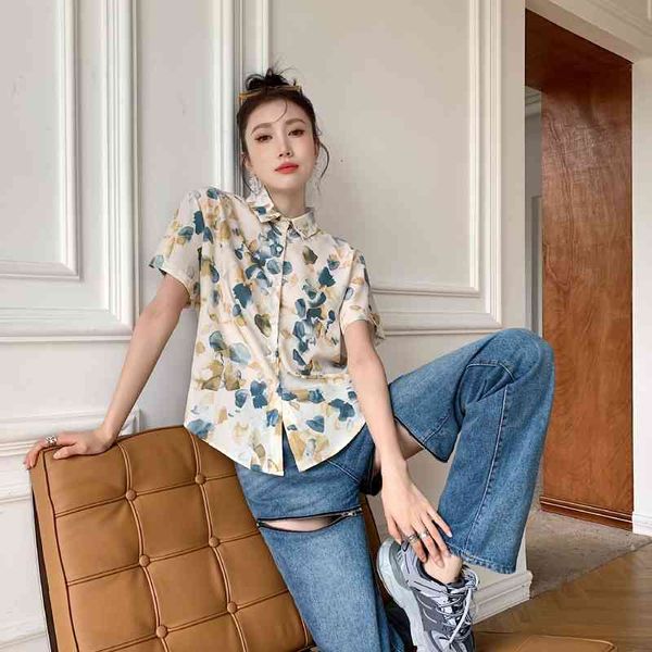 women's blouses & shirts designer short sleeve button up for women floral print summer and beige collared hawaiian ywzv, White
women's blouses & shirts designer short sleeve button up for women floral print summer and beige collared hawaiian ywzv, White