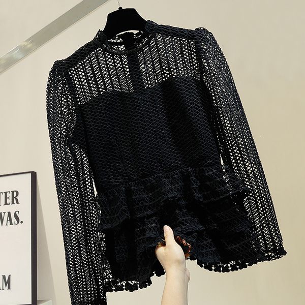 shirt retro elegant woman flounced waist hugging hollow out turtleneck women's crochet lace sweaters mad8, Black
shirt retro elegant woman flounced waist hugging hollow out turtleneck women's crochet lace sweaters mad8, Black