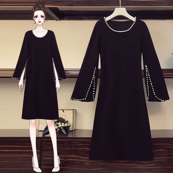 large women's early spring 2021 new fat sister show thin cover belly age reducing hepburn french knitting dress, Black;gray
large women's early spring 2021 new fat sister show thin cover belly age reducing hepburn french knitting dress, Black;gray