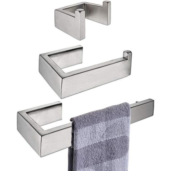 towel racks 3 piece bathroom accessories set - ring, toilet paper holder, coat hook, 304 stainless steel brushed silver wall mount
towel racks 3 piece bathroom accessories set - ring, toilet paper holder, coat hook, 304 stainless steel brushed silver wall mount