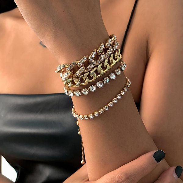 link, chain bracelets luxury shiny rhinestone set bangle women men adjustable crystal chunky link charm bracelet hand jewelry, Black
link, chain bracelets luxury shiny rhinestone set bangle women men adjustable crystal chunky link charm bracelet hand jewelry, Black