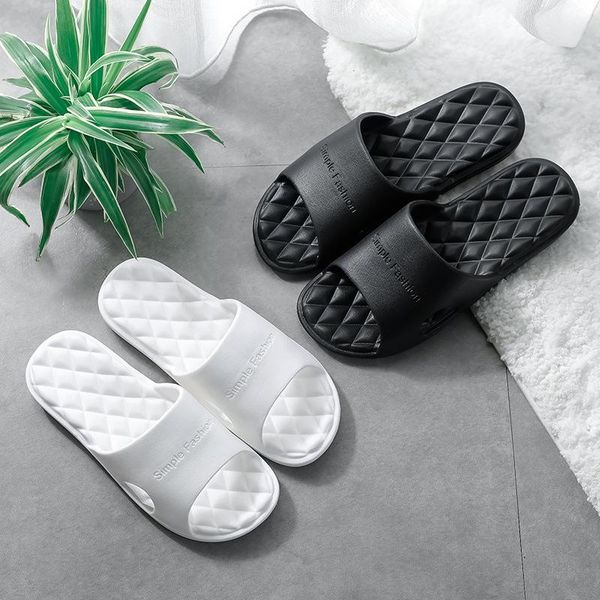 indoor women bath slippers solid eva massage bedroom lovers flat shoes lightweight open toe non-slip house girls slides, Black