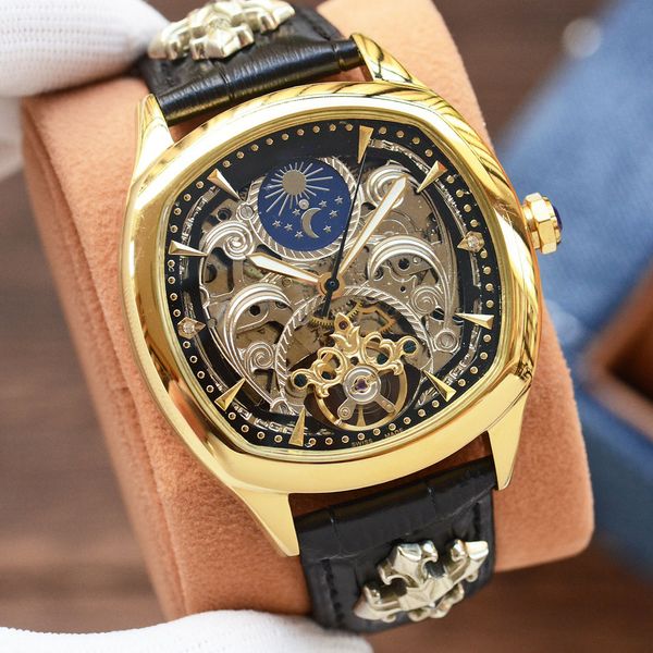 men's watch skeleton design fully automatic mechanical movement 316 stainless steel case calfskin strap mineral super mirror 43*13mm, Slivery;brown
men's watch skeleton design fully automatic mechanical movement 316 stainless steel case calfskin strap mineral super mirror 43*13mm, Slivery;brown