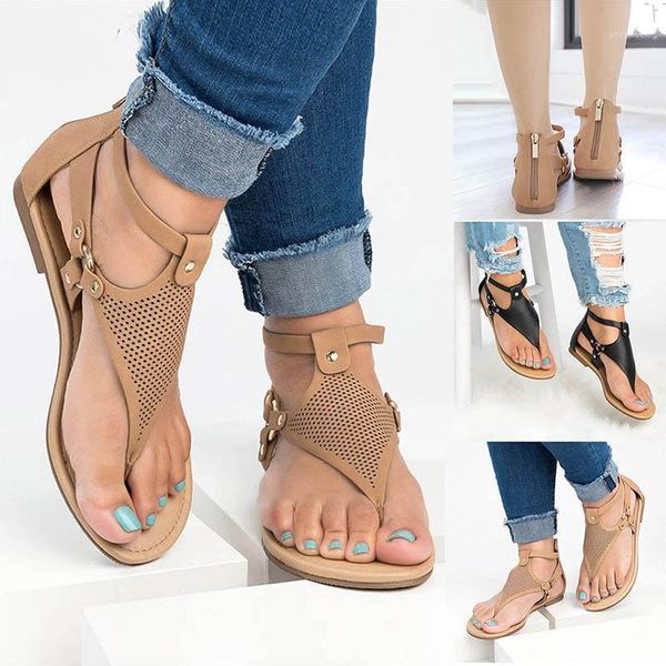 women lady flat sandals hollow out zipper anti-slip breathable for summer beach1, Black
women lady flat sandals hollow out zipper anti-slip breathable for summer beach1, Black