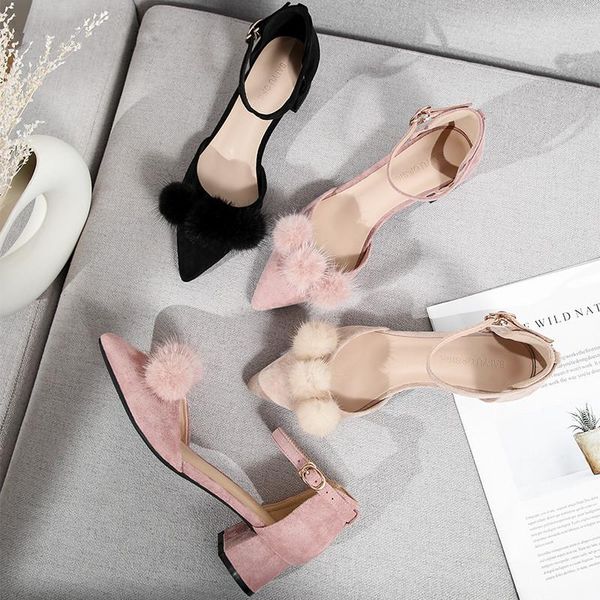 2021 new spring women shoes high heels ladies faux suede leather pointed toe square heel cute sweet fur balls woman pumps, Black
2021 new spring women shoes high heels ladies faux suede leather pointed toe square heel cute sweet fur balls woman pumps, Black