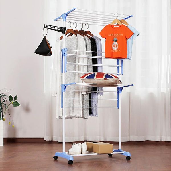 hangers & racks 4 tiers foldable clothes hanger rack drying laundry garment with wheels home storage tool save space
hangers & racks 4 tiers foldable clothes hanger rack drying laundry garment with wheels home storage tool save space