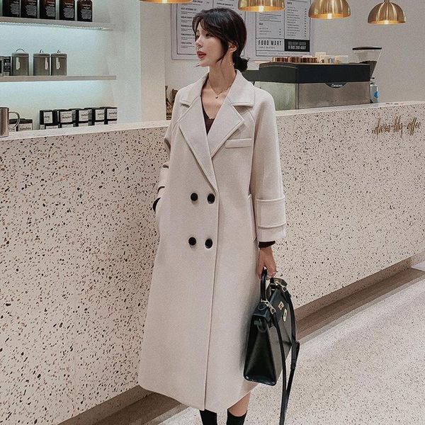 women's wool & blends autumn and winter woolen coats, , milk tea color, korean mid-length, double-sided tide, Black
women's wool & blends autumn and winter woolen coats, , milk tea color, korean mid-length, double-sided tide, Black