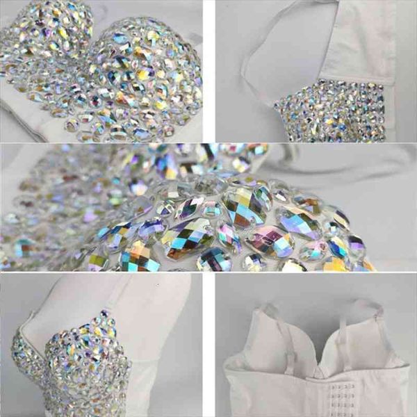 women ab colored rhinestone bustier crop spaghetti strap push up corset vest 50jb, White
women ab colored rhinestone bustier crop spaghetti strap push up corset vest 50jb, White