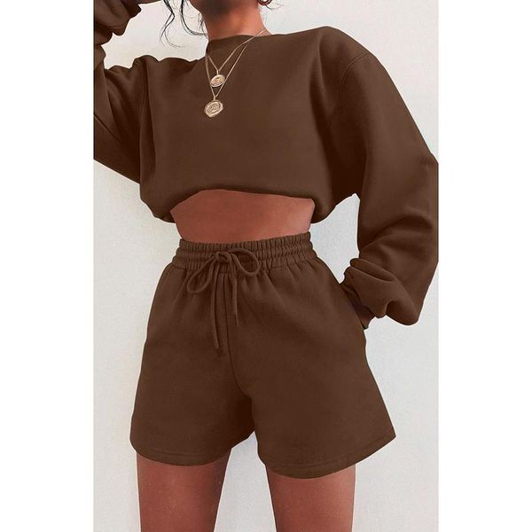 women's tracksuits autumn 2pcs women clothing sets ladies casual solid color o-neck long sleeves pullover hoodie drawstring shorts, Gray
women's tracksuits autumn 2pcs women clothing sets ladies casual solid color o-neck long sleeves pullover hoodie drawstring shorts, Gray