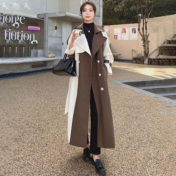 women's trench coats windbreaker spring autumn long splicing color contrast coat british loose ladies cloak jacket, Tan;black
women's trench coats windbreaker spring autumn long splicing color contrast coat british loose ladies cloak jacket, Tan;black