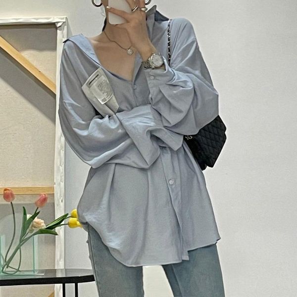 women's blouses & shirts 2021 summer shirt korean bf style blue vintage long sleeve womens sun protection loose (sj2824), White
women's blouses & shirts 2021 summer shirt korean bf style blue vintage long sleeve womens sun protection loose (sj2824), White