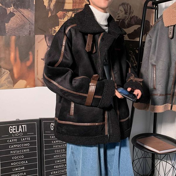 winter super fire lamb wool men's korean fashion couple loose tooling lapel thickened cotton padded jacket, Black;brown
winter super fire lamb wool men's korean fashion couple loose tooling lapel thickened cotton padded jacket, Black;brown