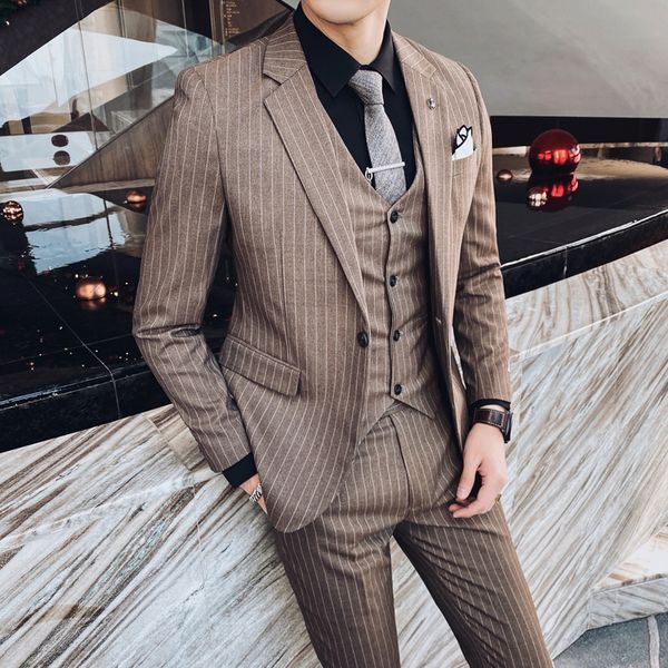 british style 3 pc striped new formal spring wear wedding suits for men fashion thin male suit 2021 jacket + vest pants 3g58, White;black
british style 3 pc striped new formal spring wear wedding suits for men fashion thin male suit 2021 jacket + vest pants 3g58, White;black