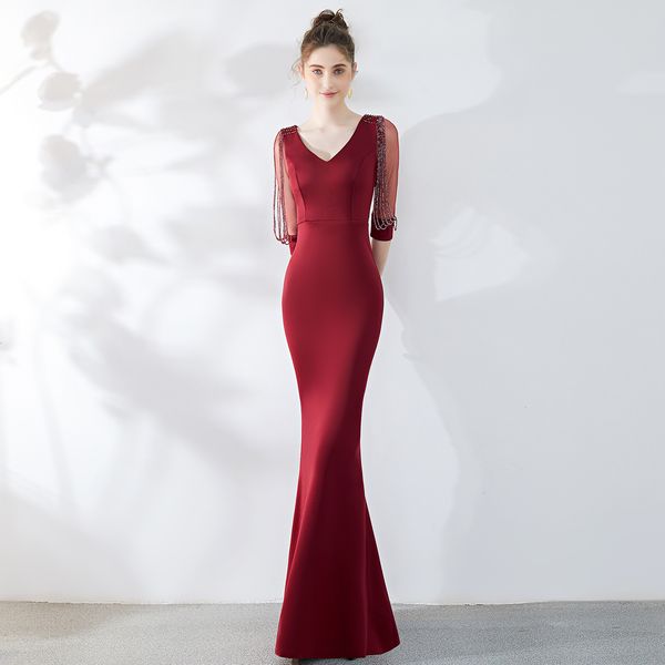 women bride toast fashion banquet red slim fishtail dress wedding evening party dresses 0v80, Black;gray
women bride toast fashion banquet red slim fishtail dress wedding evening party dresses 0v80, Black;gray
