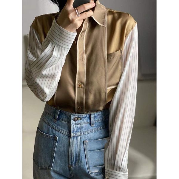2021 spring new women french striped patchwork full turn down collar blouses shirts new, White
2021 spring new women french striped patchwork full turn down collar blouses shirts new, White