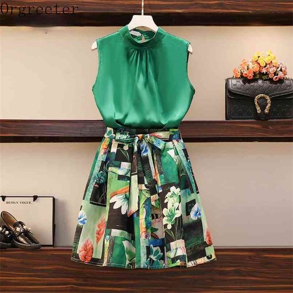 summer fashion sleeveless chiffon blouse temperament floral printted pleated skirt two-piece green suits female 210602, Black;white
summer fashion sleeveless chiffon blouse temperament floral printted pleated skirt two-piece green suits female 210602, Black;white