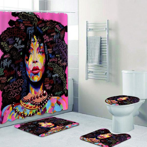 bath accessory set custom 4pcs african american women polyester curtain with hooks afro girls non-slip rugs toilet lid cover mat
bath accessory set custom 4pcs african american women polyester curtain with hooks afro girls non-slip rugs toilet lid cover mat