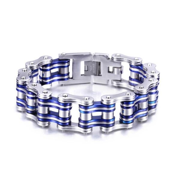 link, chain heavy 19mm biker bracelets for women mens fashion punk style blue color stainless steel couple bangles hip hop jewelry, Black
link, chain heavy 19mm biker bracelets for women mens fashion punk style blue color stainless steel couple bangles hip hop jewelry, Black