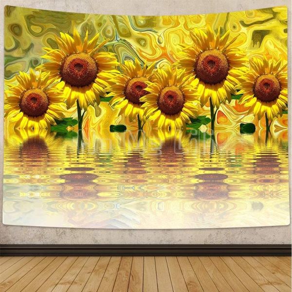 tapestries yellow sunflower tapestry bedroom living room dormitory home decor