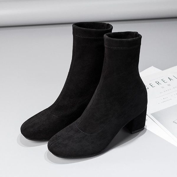 boots 2021 autumn and winter suede leather square-toe thick-heel casual short mid-heel stretch cloth, Black
boots 2021 autumn and winter suede leather square-toe thick-heel casual short mid-heel stretch cloth, Black