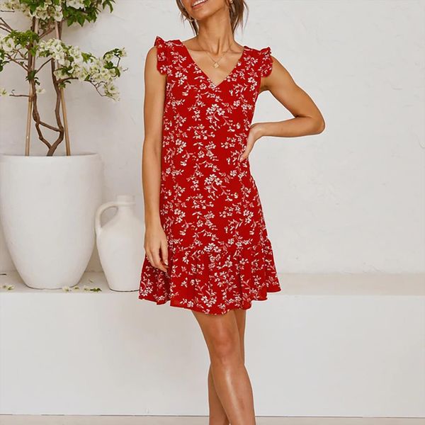 summer boho short flower print womens dresses sleeveless loose casual ruffle sundress beach wear, Black;gray
summer boho short flower print womens dresses sleeveless loose casual ruffle sundress beach wear, Black;gray