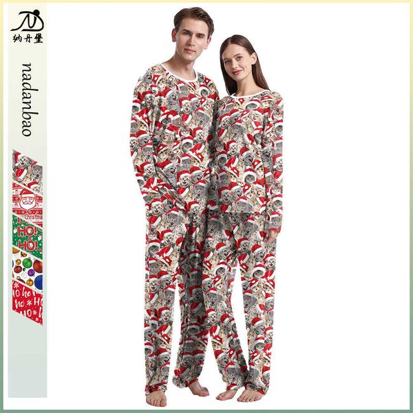 christmas couple pajamas long sleeve round neck pajamas guard pants digital couple home clothes digital printing, Black;red
christmas couple pajamas long sleeve round neck pajamas guard pants digital couple home clothes digital printing, Black;red