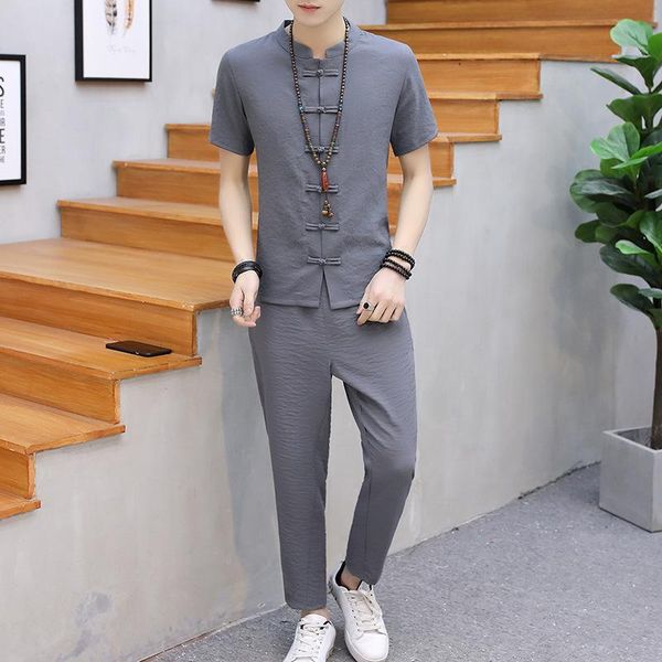men's tracksuits 2021 summer linen chinese style fashion v-neck suit large retro two piece cotton casual short sleeve t-shirt pants, Gray
men's tracksuits 2021 summer linen chinese style fashion v-neck suit large retro two piece cotton casual short sleeve t-shirt pants, Gray