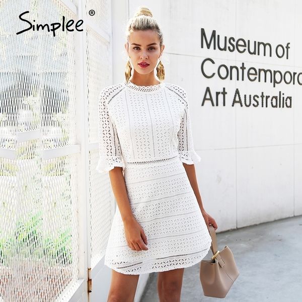 simplee elegant hollow out lace dress women half sleeve summer style midi white dress spring short casual dress vestidos 210309, Black;gray
simplee elegant hollow out lace dress women half sleeve summer style midi white dress spring short casual dress vestidos 210309, Black;gray