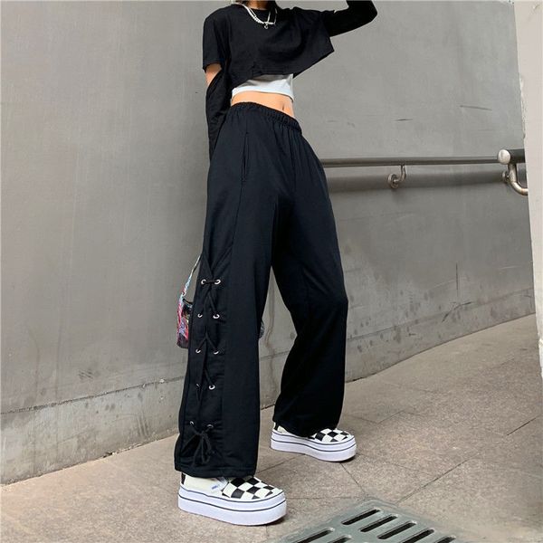 black female spring design straight leg loose wild pants tide y481 q8nx, Black;white
black female spring design straight leg loose wild pants tide y481 q8nx, Black;white