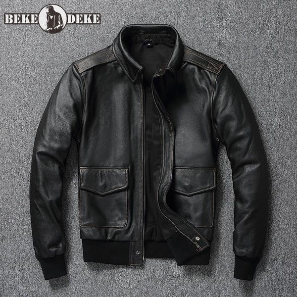 men's leather & faux vintage classic genuine pilot jacket men turn-down collar punk slim fit motorcycle short coats male cowhide outerw, Black
men's leather & faux vintage classic genuine pilot jacket men turn-down collar punk slim fit motorcycle short coats male cowhide outerw, Black