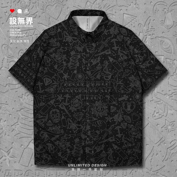 men's casual shirts european and american literature art tattoo pattern short-sleeved shirt short sleeve workout printed summer clothes, White;black
men's casual shirts european and american literature art tattoo pattern short-sleeved shirt short sleeve workout printed summer clothes, White;black