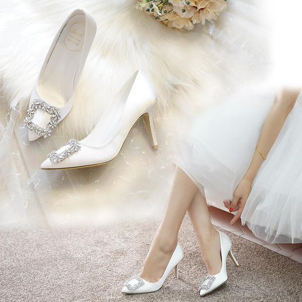 dress shoes spring pointed white rhinestone stiletto high heel bridal wedding large size small banquet women's, Black
dress shoes spring pointed white rhinestone stiletto high heel bridal wedding large size small banquet women's, Black