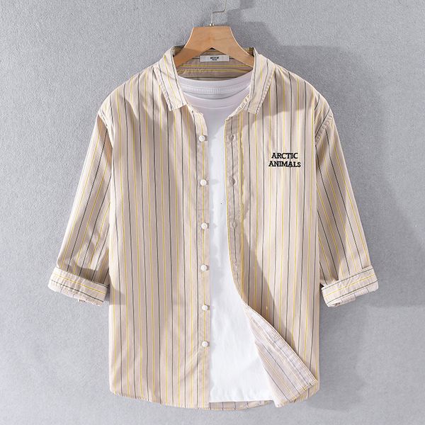 2021 new summer three-quarter sleeved 100% cotton brand fashion stripe shirt for men casual shirts male overhemd camiseta bwyt, White;black
2021 new summer three-quarter sleeved 100% cotton brand fashion stripe shirt for men casual shirts male overhemd camiseta bwyt, White;black