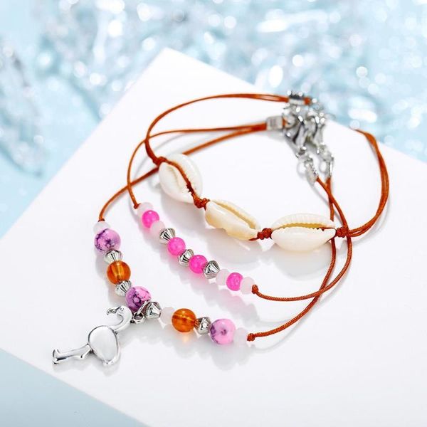 anklets vintage creative shell flamingo pendant pink beads anklet set three-piece, Red;blue
anklets vintage creative shell flamingo pendant pink beads anklet set three-piece, Red;blue