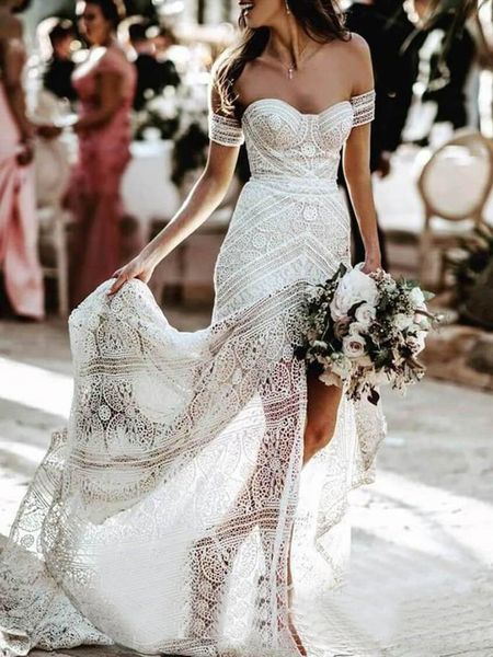 fashion plus size mermaid wedding dresses sheer lace bridal gowns sweep train robe de mariée, White
fashion plus size mermaid wedding dresses sheer lace bridal gowns sweep train robe de mariée, White