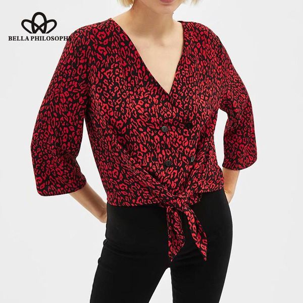 women's blouses & shirts wonder spring three quarter leopard blouse vintage lace-up female v-neck animal print lady casual 2021, White
women's blouses & shirts wonder spring three quarter leopard blouse vintage lace-up female v-neck animal print lady casual 2021, White