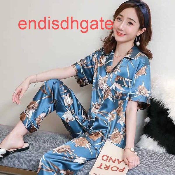 style ins women's pajamas printed ice summer short sleeve silk home furnishing, Black;white
style ins women's pajamas printed ice summer short sleeve silk home furnishing, Black;white