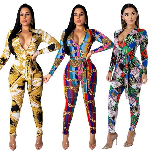 women's jumpsuits & rompers 2021 women vintage print zipper up with sashes long sleeve bodycon skinny jumpsuit party club playsuit romp, Black;white
women's jumpsuits & rompers 2021 women vintage print zipper up with sashes long sleeve bodycon skinny jumpsuit party club playsuit romp, Black;white