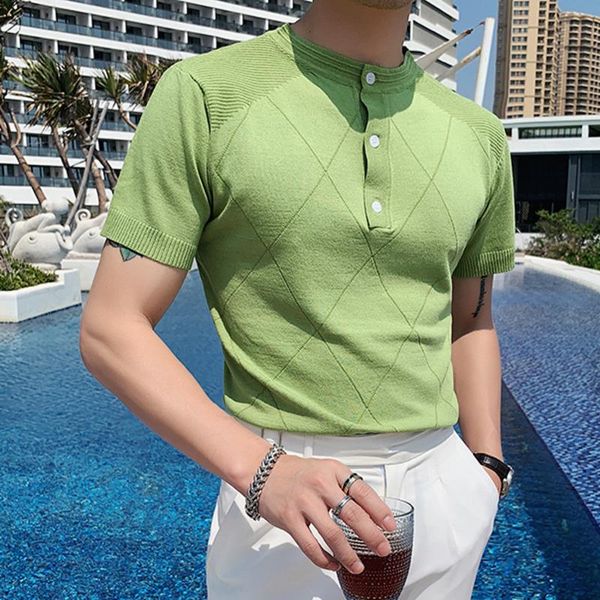 men's polos solid color simple men shirt streetwear stand collar camisas para hombre british trend knitted, White;black
men's polos solid color simple men shirt streetwear stand collar camisas para hombre british trend knitted, White;black
