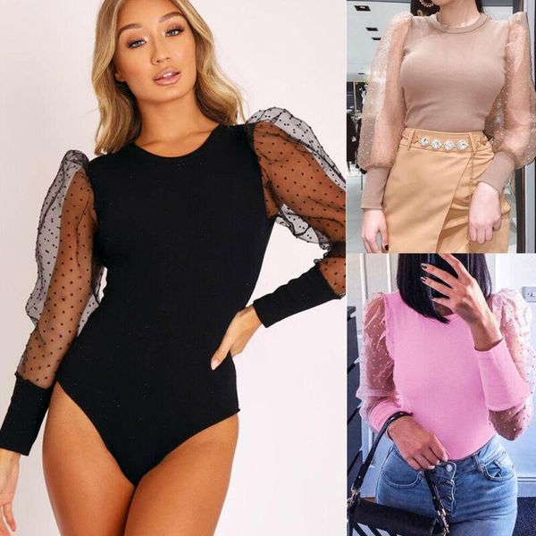 women's jumpsuits & rompers 2021 summer ladies women bodysuit polka dot sheer puff long sleeve round neck jumpsuit solid clothing costu, Black;white
women's jumpsuits & rompers 2021 summer ladies women bodysuit polka dot sheer puff long sleeve round neck jumpsuit solid clothing costu, Black;white